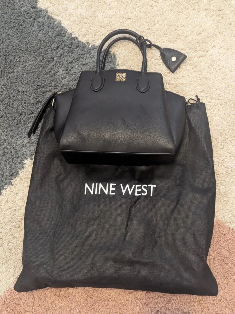 Nine West Black Satchel Crossbody Handbag NWOT Dust Bag Included